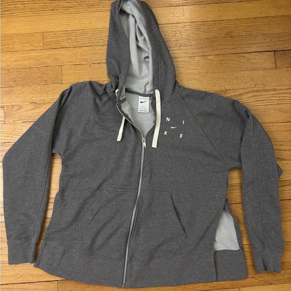 Nike Charcoal Gray Hoodie with White Accents size XS